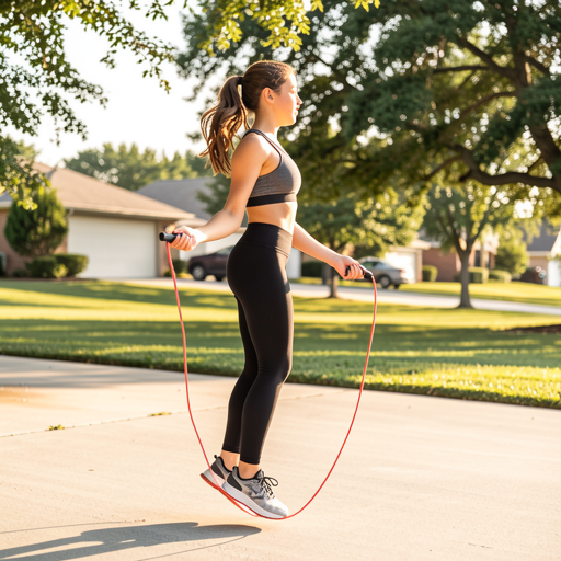 person jumping rope outdoors